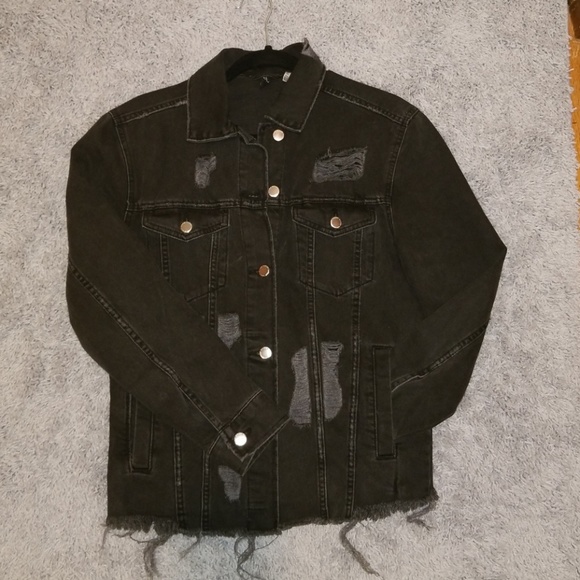 h&m denim jacket black